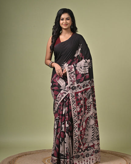 KK'S KALAMKARI DIGITAL PRINT SAREE I WOMEN'S DESIGNER KALAMKARI COTTON DIGITAL FLORAL PRINT TRENDING SAREE I WITH BLOUSE PIECE (UNSTITCHED) I DAILY WEAR SAREE I PARTY WEAR SAREE I SUMMER SAREE I COTTON SAREE I LIGHT WEAR