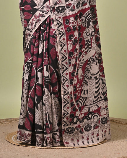 KK'S KALAMKARI DIGITAL PRINT SAREE I WOMEN'S DESIGNER KALAMKARI COTTON DIGITAL FLORAL PRINT TRENDING SAREE I WITH BLOUSE PIECE (UNSTITCHED) I DAILY WEAR SAREE I PARTY WEAR SAREE I SUMMER SAREE I COTTON SAREE I LIGHT WEAR