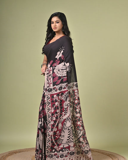 KK'S KALAMKARI DIGITAL PRINT SAREE I WOMEN'S DESIGNER KALAMKARI COTTON DIGITAL FLORAL PRINT TRENDING SAREE I WITH BLOUSE PIECE (UNSTITCHED) I DAILY WEAR SAREE I PARTY WEAR SAREE I SUMMER SAREE I COTTON SAREE I LIGHT WEAR