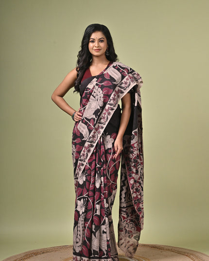 KK'S KALAMKARI DIGITAL PRINT SAREE I WOMEN'S DESIGNER KALAMKARI COTTON DIGITAL FLORAL PRINT TRENDING SAREE I WITH BLOUSE PIECE (UNSTITCHED) I DAILY WEAR SAREE I PARTY WEAR SAREE I SUMMER SAREE I COTTON SAREE I LIGHT WEAR