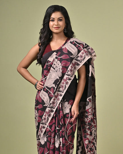 KK'S KALAMKARI DIGITAL PRINT SAREE I WOMEN'S DESIGNER KALAMKARI COTTON DIGITAL FLORAL PRINT TRENDING SAREE I WITH BLOUSE PIECE (UNSTITCHED) I DAILY WEAR SAREE I PARTY WEAR SAREE I SUMMER SAREE I COTTON SAREE I LIGHT WEAR