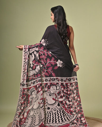 KK'S KALAMKARI DIGITAL PRINT SAREE I WOMEN'S DESIGNER KALAMKARI COTTON DIGITAL FLORAL PRINT TRENDING SAREE I WITH BLOUSE PIECE (UNSTITCHED) I DAILY WEAR SAREE I PARTY WEAR SAREE I SUMMER SAREE I COTTON SAREE I LIGHT WEAR