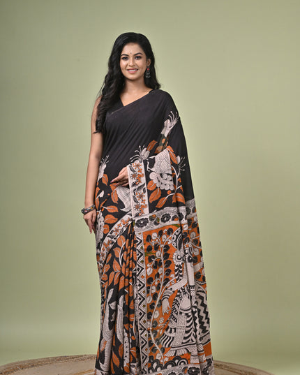 KK'S KALAMKARI DIGITAL PRINT SAREE I WOMEN'S DESIGNER KALAMKARI COTTON DIGITAL FLORAL PRINT TRENDING SAREE I WITH BLOUSE PIECE (UNSTITCHED) I DAILY WEAR SAREE I PARTY WEAR SAREE I SUMMER SAREE I COTTON SAREE I LIGHT WEAR