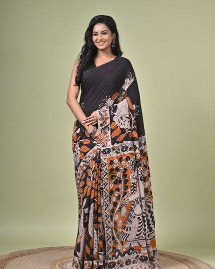 KK'S KALAMKARI DIGITAL PRINT SAREE I WOMEN'S DESIGNER KALAMKARI COTTON DIGITAL FLORAL PRINT TRENDING SAREE I WITH BLOUSE PIECE (UNSTITCHED) I DAILY WEAR SAREE I PARTY WEAR SAREE I SUMMER SAREE I COTTON SAREE I LIGHT WEAR