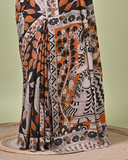 KK'S KALAMKARI DIGITAL PRINT SAREE I WOMEN'S DESIGNER KALAMKARI COTTON DIGITAL FLORAL PRINT TRENDING SAREE I WITH BLOUSE PIECE (UNSTITCHED) I DAILY WEAR SAREE I PARTY WEAR SAREE I SUMMER SAREE I COTTON SAREE I LIGHT WEAR