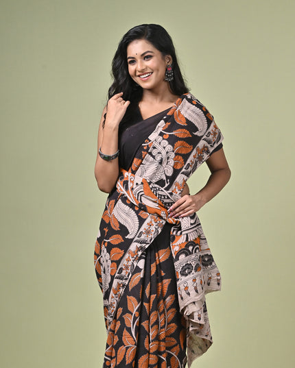KK'S KALAMKARI DIGITAL PRINT SAREE I WOMEN'S DESIGNER KALAMKARI COTTON DIGITAL FLORAL PRINT TRENDING SAREE I WITH BLOUSE PIECE (UNSTITCHED) I DAILY WEAR SAREE I PARTY WEAR SAREE I SUMMER SAREE I COTTON SAREE I LIGHT WEAR