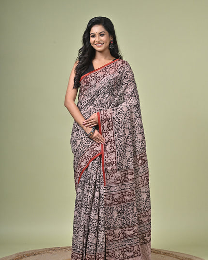 KK'S KALAMKARI SAREE I WOMEN'S DESIGNER KALAMKARI COTTON DIGITAL FLORAL PRINT TRENDING SAREE I WITH BLOUSE PIECE (UNSTITCHED) I DAILY WEAR SAREE I PARTY WEAR SAREE I SUMMER WEAR SAREE I COTTON SAREE I LIGHT WEAR I DARK PASSION