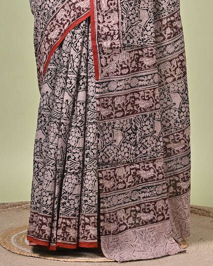 KK'S KALAMKARI SAREE I WOMEN'S DESIGNER KALAMKARI COTTON DIGITAL FLORAL PRINT TRENDING SAREE I WITH BLOUSE PIECE (UNSTITCHED) I DAILY WEAR SAREE I PARTY WEAR SAREE I SUMMER WEAR SAREE I COTTON SAREE I LIGHT WEAR I DARK PASSION