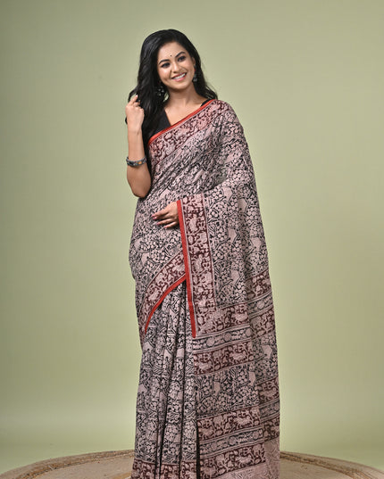 KK'S KALAMKARI SAREE I WOMEN'S DESIGNER KALAMKARI COTTON DIGITAL FLORAL PRINT TRENDING SAREE I WITH BLOUSE PIECE (UNSTITCHED) I DAILY WEAR SAREE I PARTY WEAR SAREE I SUMMER WEAR SAREE I COTTON SAREE I LIGHT WEAR I DARK PASSION