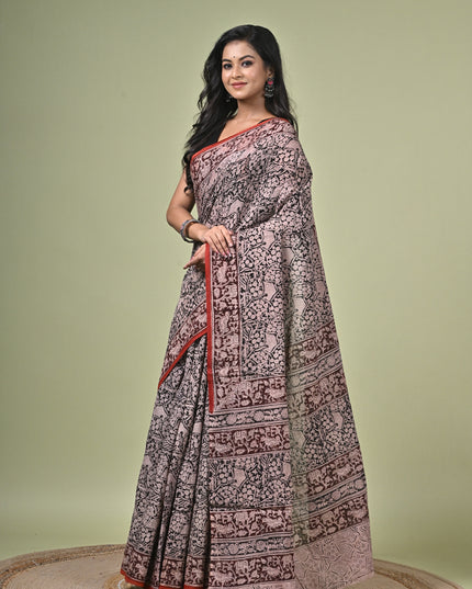 KK'S KALAMKARI SAREE I WOMEN'S DESIGNER KALAMKARI COTTON DIGITAL FLORAL PRINT TRENDING SAREE I WITH BLOUSE PIECE (UNSTITCHED) I DAILY WEAR SAREE I PARTY WEAR SAREE I SUMMER WEAR SAREE I COTTON SAREE I LIGHT WEAR I DARK PASSION