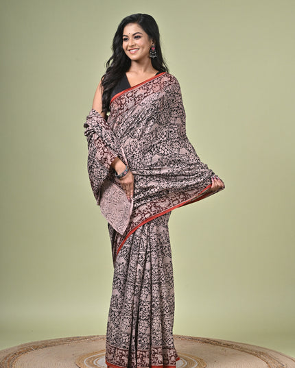 KK'S KALAMKARI SAREE I WOMEN'S DESIGNER KALAMKARI COTTON DIGITAL FLORAL PRINT TRENDING SAREE I WITH BLOUSE PIECE (UNSTITCHED) I DAILY WEAR SAREE I PARTY WEAR SAREE I SUMMER WEAR SAREE I COTTON SAREE I LIGHT WEAR I DARK PASSION