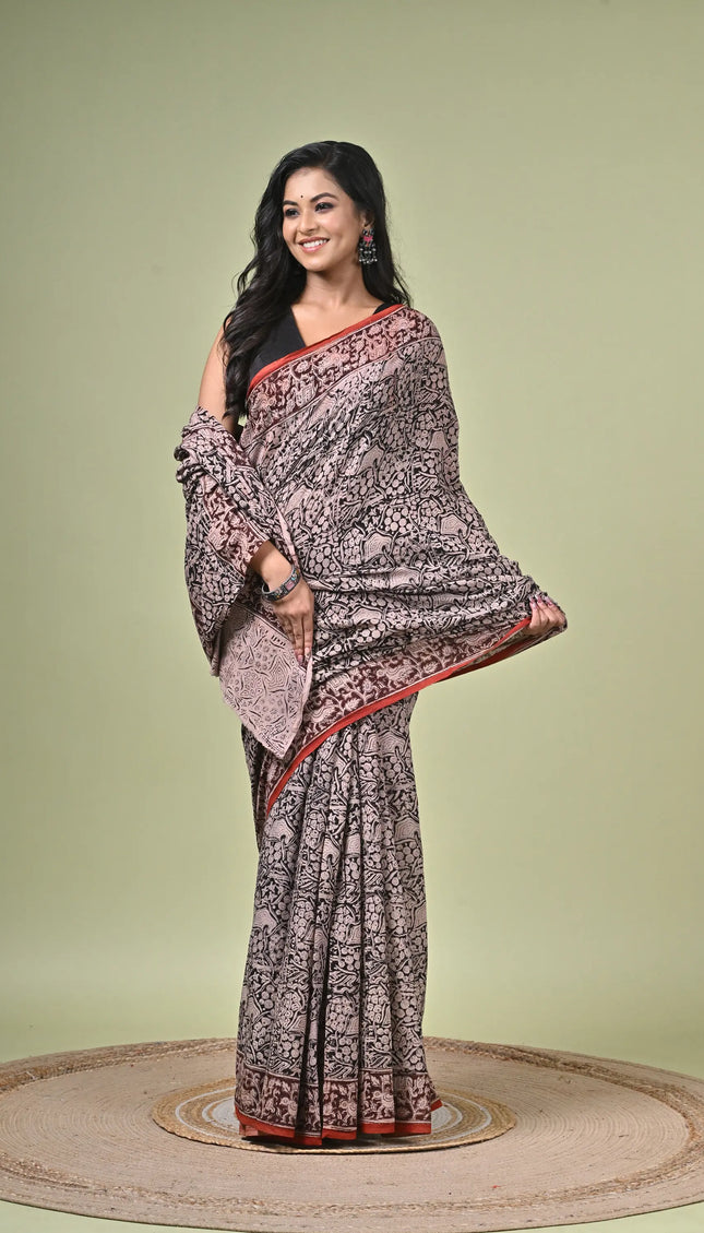 Kalamkari Cotton Digital Print Saree
