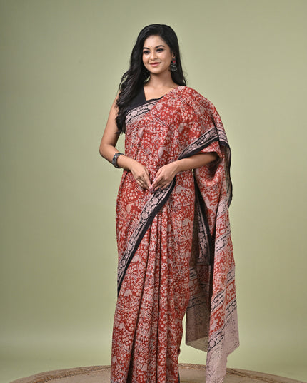 KK'S KALAMKARI SAREE I WOMEN'S DESIGNER KALAMKARI COTTON DIGITAL FLORAL PRINT TRENDING SAREE I WITH BLOUSE PIECE (UNSTITCHED) I DAILY WEAR SAREE I PARTY WEAR SAREE I SUMMER WEAR SAREE I COTTON SAREE I LIGHT WEAR I DARK PASSION