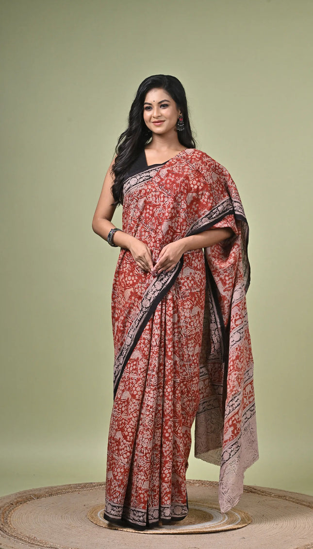 Kalamkari Cotton Digital Print Saree