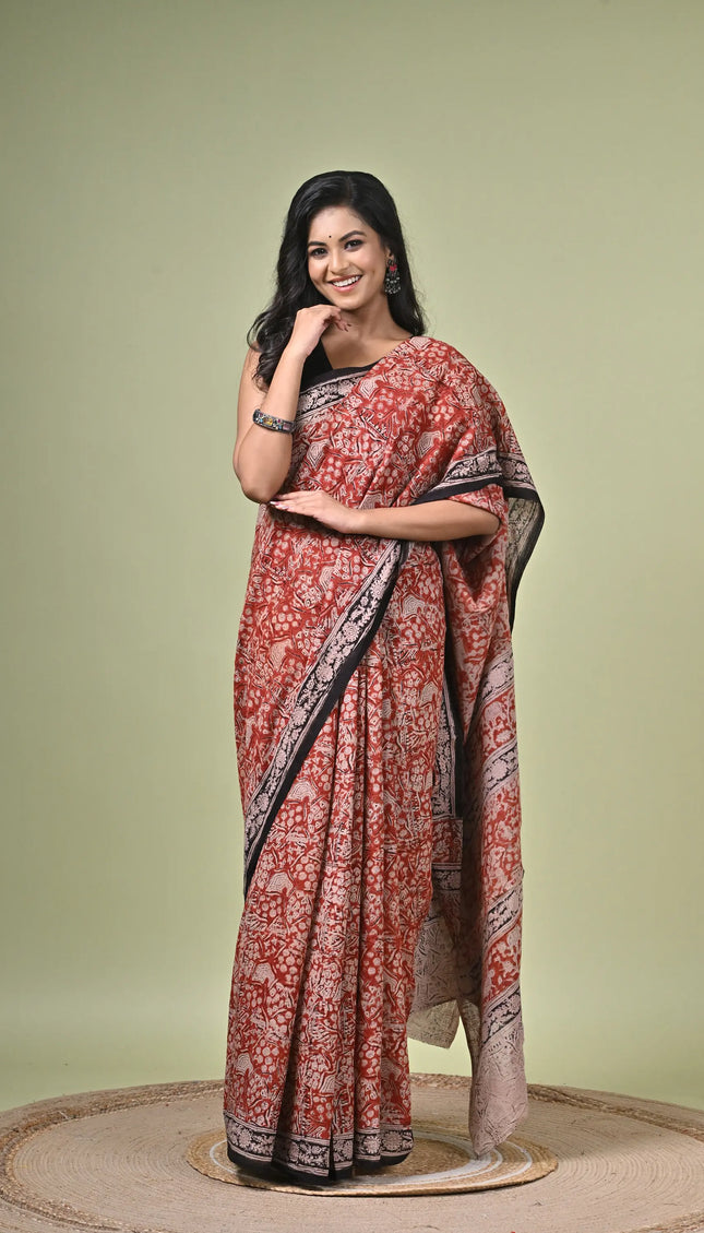 Kalamkari Cotton Digital Print Saree