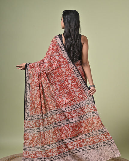 KK'S KALAMKARI SAREE I WOMEN'S DESIGNER KALAMKARI COTTON DIGITAL FLORAL PRINT TRENDING SAREE I WITH BLOUSE PIECE (UNSTITCHED) I DAILY WEAR SAREE I PARTY WEAR SAREE I SUMMER WEAR SAREE I COTTON SAREE I LIGHT WEAR I DARK PASSION