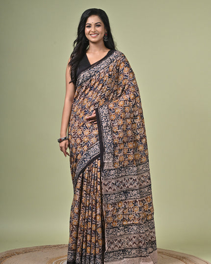 KK'S KALAMKARI AO SAREE2 I WOMEN'S DESIGNER KALAMKARI COTTON DIGITAL FLORAL PRINT TRENDING SAREE I WITH BLOUSE PIECE (UNSTITCHED) I DAILY WEAR SAREE I PARTY WEAR SAREE I SUMMER WEAR SAREE I COTTON SAREE I LIGHT WEAR I DARK PASSION