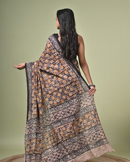 KK'S KALAMKARI AO SAREE2 I WOMEN'S DESIGNER KALAMKARI COTTON DIGITAL FLORAL PRINT TRENDING SAREE I WITH BLOUSE PIECE (UNSTITCHED) I DAILY WEAR SAREE I PARTY WEAR SAREE I SUMMER WEAR SAREE I COTTON SAREE I LIGHT WEAR I DARK PASSION