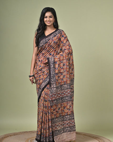 KK'S KALAMKARI AO SAREE2 I WOMEN'S DESIGNER KALAMKARI COTTON DIGITAL FLORAL PRINT TRENDING SAREE I WITH BLOUSE PIECE (UNSTITCHED) I DAILY WEAR SAREE I PARTY WEAR SAREE I SUMMER WEAR SAREE I COTTON SAREE I LIGHT WEAR I DARK PASSION