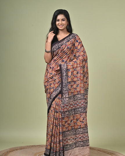 KK'S KALAMKARI AO SAREE2 I WOMEN'S DESIGNER KALAMKARI COTTON DIGITAL FLORAL PRINT TRENDING SAREE I WITH BLOUSE PIECE (UNSTITCHED) I DAILY WEAR SAREE I PARTY WEAR SAREE I SUMMER WEAR SAREE I COTTON SAREE I LIGHT WEAR I DARK PASSION
