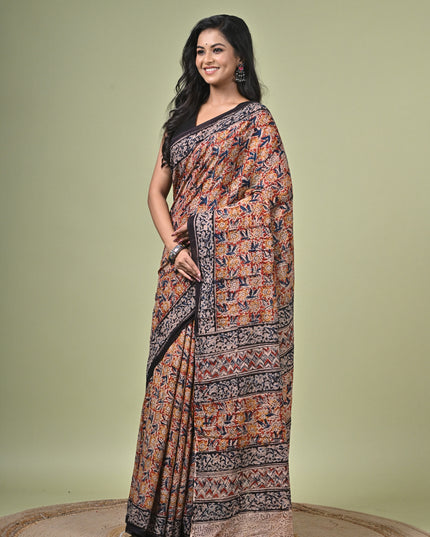 KK'S KALAMKARI AO SAREE2 I WOMEN'S DESIGNER KALAMKARI COTTON DIGITAL FLORAL PRINT TRENDING SAREE I WITH BLOUSE PIECE (UNSTITCHED) I DAILY WEAR SAREE I PARTY WEAR SAREE I SUMMER WEAR SAREE I COTTON SAREE I LIGHT WEAR I DARK PASSION