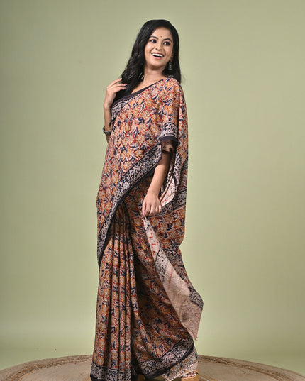 KK'S KALAMKARI AO SAREE2 I WOMEN'S DESIGNER KALAMKARI COTTON DIGITAL FLORAL PRINT TRENDING SAREE I WITH BLOUSE PIECE (UNSTITCHED) I DAILY WEAR SAREE I PARTY WEAR SAREE I SUMMER WEAR SAREE I COTTON SAREE I LIGHT WEAR I DARK PASSION