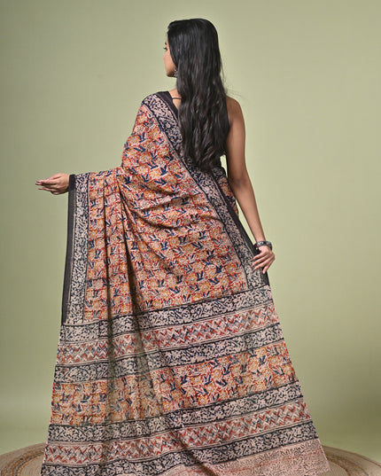 KK'S KALAMKARI AO SAREE2 I WOMEN'S DESIGNER KALAMKARI COTTON DIGITAL FLORAL PRINT TRENDING SAREE I WITH BLOUSE PIECE (UNSTITCHED) I DAILY WEAR SAREE I PARTY WEAR SAREE I SUMMER WEAR SAREE I COTTON SAREE I LIGHT WEAR I DARK PASSION