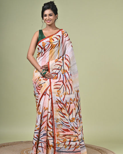 KK'S COTTON PAINTING STITCH SAREE I WOMEN'S PURE COTTON FLORAL HAND PAINTED TRENDING SAREE I DAILY WEAR SAREE I PARTY WEAR SAREE I SUMMER WEAR SAREE I COTTON SAREE I LIGHTWEIGHT SAREE I BREATHABLE SAREE