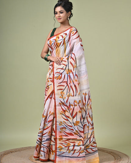 KK'S COTTON PAINTING STITCH SAREE I WOMEN'S PURE COTTON FLORAL HAND PAINTED TRENDING SAREE I DAILY WEAR SAREE I PARTY WEAR SAREE I SUMMER WEAR SAREE I COTTON SAREE I LIGHTWEIGHT SAREE I BREATHABLE SAREE