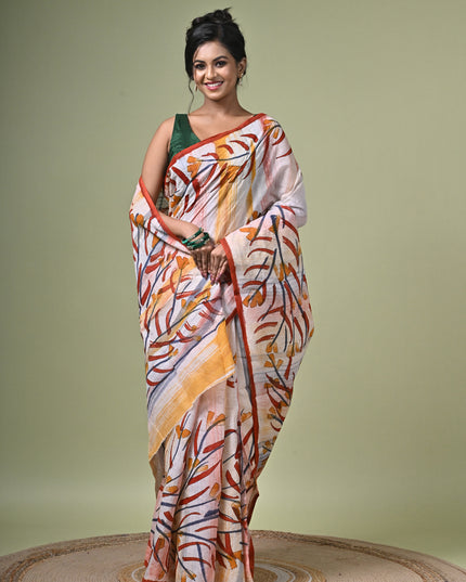 KK'S COTTON PAINTING STITCH SAREE I WOMEN'S PURE COTTON FLORAL HAND PAINTED TRENDING SAREE I DAILY WEAR SAREE I PARTY WEAR SAREE I SUMMER WEAR SAREE I COTTON SAREE I LIGHTWEIGHT SAREE I BREATHABLE SAREE