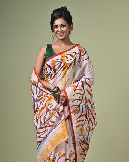 KK'S COTTON PAINTING STITCH SAREE I WOMEN'S PURE COTTON FLORAL HAND PAINTED TRENDING SAREE I DAILY WEAR SAREE I PARTY WEAR SAREE I SUMMER WEAR SAREE I COTTON SAREE I LIGHTWEIGHT SAREE I BREATHABLE SAREE