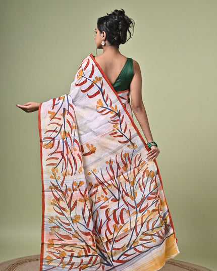 KK'S COTTON PAINTING STITCH SAREE I WOMEN'S PURE COTTON FLORAL HAND PAINTED TRENDING SAREE I DAILY WEAR SAREE I PARTY WEAR SAREE I SUMMER WEAR SAREE I COTTON SAREE I LIGHTWEIGHT SAREE I BREATHABLE SAREE