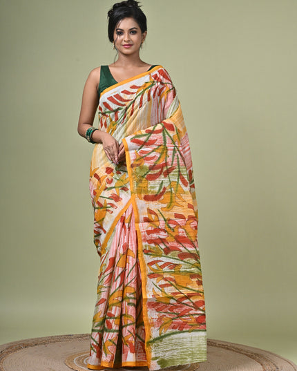 KK'S COTTON PAINTING STITCH SAREE I WOMEN'S PURE COTTON FLORAL HAND PAINTED TRENDING SAREE I DAILY WEAR SAREE I PARTY WEAR SAREE I SUMMER WEAR SAREE I COTTON SAREE I LIGHTWEIGHT SAREE I BREATHABLE SAREE