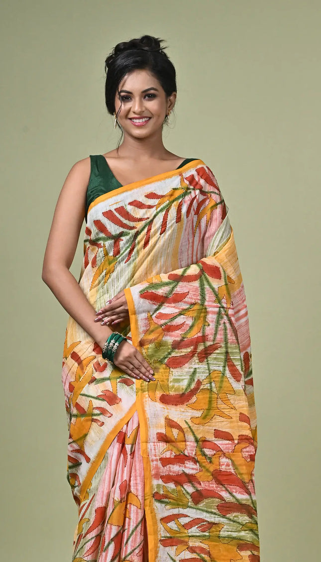 Cotton Hand Painting Stitch Saree