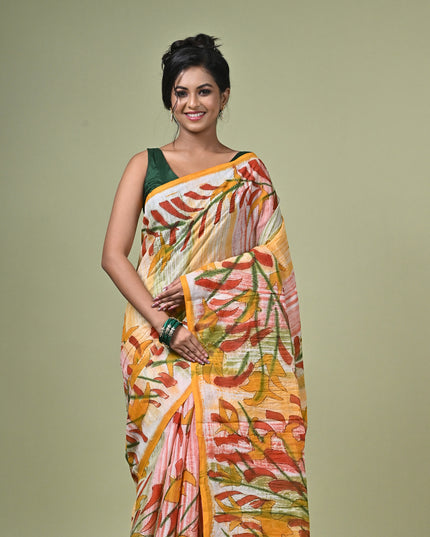 KK'S COTTON PAINTING STITCH SAREE I WOMEN'S PURE COTTON FLORAL HAND PAINTED TRENDING SAREE I DAILY WEAR SAREE I PARTY WEAR SAREE I SUMMER WEAR SAREE I COTTON SAREE I LIGHTWEIGHT SAREE I BREATHABLE SAREE