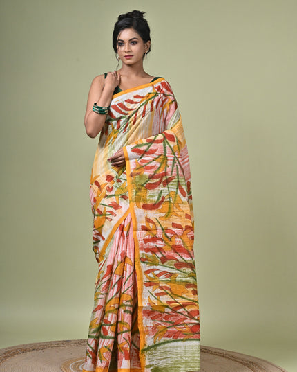 KK'S COTTON PAINTING STITCH SAREE I WOMEN'S PURE COTTON FLORAL HAND PAINTED TRENDING SAREE I DAILY WEAR SAREE I PARTY WEAR SAREE I SUMMER WEAR SAREE I COTTON SAREE I LIGHTWEIGHT SAREE I BREATHABLE SAREE