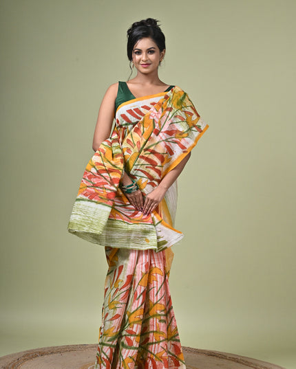 KK'S COTTON PAINTING STITCH SAREE I WOMEN'S PURE COTTON FLORAL HAND PAINTED TRENDING SAREE I DAILY WEAR SAREE I PARTY WEAR SAREE I SUMMER WEAR SAREE I COTTON SAREE I LIGHTWEIGHT SAREE I BREATHABLE SAREE