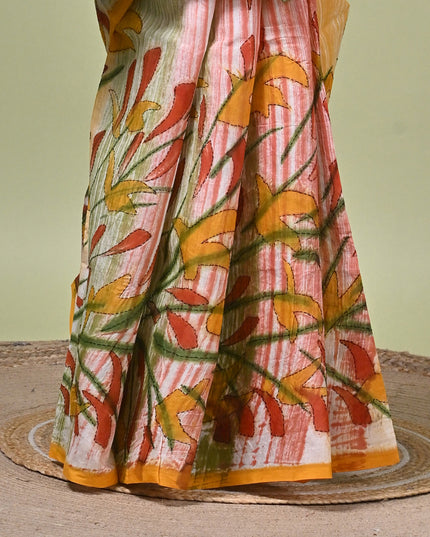KK'S COTTON PAINTING STITCH SAREE I WOMEN'S PURE COTTON FLORAL HAND PAINTED TRENDING SAREE I DAILY WEAR SAREE I PARTY WEAR SAREE I SUMMER WEAR SAREE I COTTON SAREE I LIGHTWEIGHT SAREE I BREATHABLE SAREE