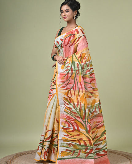 KK'S COTTON PAINTING STITCH SAREE I WOMEN'S PURE COTTON FLORAL HAND PAINTED TRENDING SAREE I DAILY WEAR SAREE I PARTY WEAR SAREE I SUMMER WEAR SAREE I COTTON SAREE I LIGHTWEIGHT SAREE I BREATHABLE SAREE