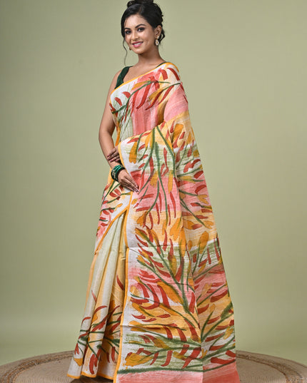 KK'S COTTON PAINTING STITCH SAREE I WOMEN'S PURE COTTON FLORAL HAND PAINTED TRENDING SAREE I DAILY WEAR SAREE I PARTY WEAR SAREE I SUMMER WEAR SAREE I COTTON SAREE I LIGHTWEIGHT SAREE I BREATHABLE SAREE