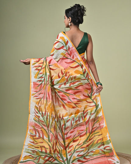 KK'S COTTON PAINTING STITCH SAREE I WOMEN'S PURE COTTON FLORAL HAND PAINTED TRENDING SAREE I DAILY WEAR SAREE I PARTY WEAR SAREE I SUMMER WEAR SAREE I COTTON SAREE I LIGHTWEIGHT SAREE I BREATHABLE SAREE