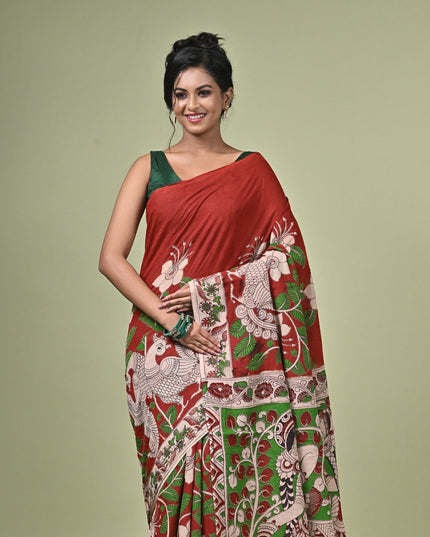 KK'S KALAMKARI DIGITAL PRINT SAREE I WOMEN'S DESIGNER KALAMKARI COTTON DIGITAL FLORAL PRINT TRENDING SAREE I WITH BLOUSE PIECE (UNSTITCHED) I DAILY WEAR SAREE I PARTY WEAR SAREE I SUMMER SAREE I COTTON SAREE I LIGHT WEAR