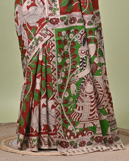 KK'S KALAMKARI DIGITAL PRINT SAREE I WOMEN'S DESIGNER KALAMKARI COTTON DIGITAL FLORAL PRINT TRENDING SAREE I WITH BLOUSE PIECE (UNSTITCHED) I DAILY WEAR SAREE I PARTY WEAR SAREE I SUMMER SAREE I COTTON SAREE I LIGHT WEAR
