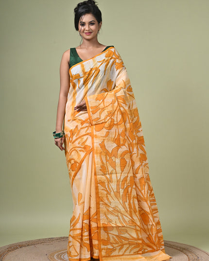 KK'S COTTON PAINTING STITCH SAREE I WOMEN'S PURE COTTON FLORAL HAND PAINTED TRENDING SAREE I DAILY WEAR SAREE I PARTY WEAR SAREE I SUMMER WEAR SAREE I COTTON SAREE I LIGHTWEIGHT SAREE I BREATHABLE SAREE