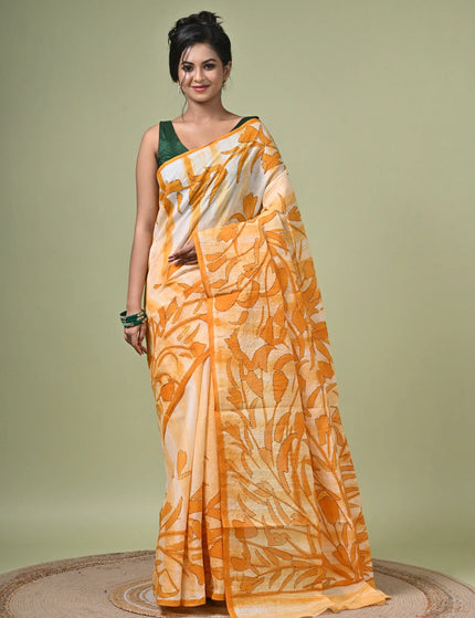 Yellow Cotton Multicolour Saree
