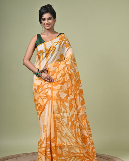 KK'S COTTON PAINTING STITCH SAREE I WOMEN'S PURE COTTON FLORAL HAND PAINTED TRENDING SAREE I DAILY WEAR SAREE I PARTY WEAR SAREE I SUMMER WEAR SAREE I COTTON SAREE I LIGHTWEIGHT SAREE I BREATHABLE SAREE