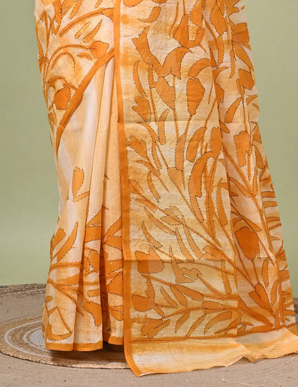 Yellow Cotton Multicolour Saree