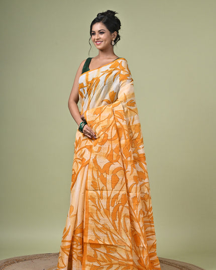 KK'S COTTON PAINTING STITCH SAREE I WOMEN'S PURE COTTON FLORAL HAND PAINTED TRENDING SAREE I DAILY WEAR SAREE I PARTY WEAR SAREE I SUMMER WEAR SAREE I COTTON SAREE I LIGHTWEIGHT SAREE I BREATHABLE SAREE