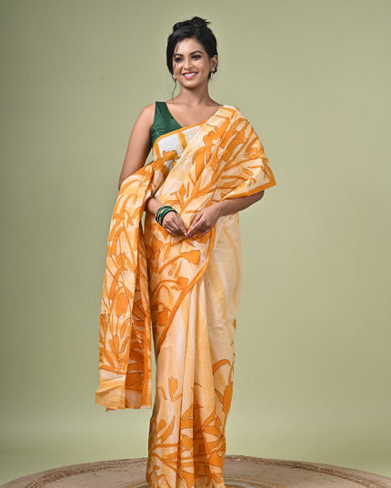 KK'S COTTON PAINTING STITCH SAREE I WOMEN'S PURE COTTON FLORAL HAND PAINTED TRENDING SAREE I DAILY WEAR SAREE I PARTY WEAR SAREE I SUMMER WEAR SAREE I COTTON SAREE I LIGHTWEIGHT SAREE I BREATHABLE SAREE