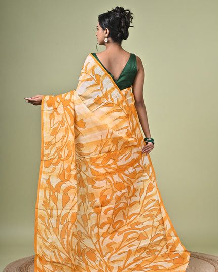 KK'S COTTON PAINTING STITCH SAREE I WOMEN'S PURE COTTON FLORAL HAND PAINTED TRENDING SAREE I DAILY WEAR SAREE I PARTY WEAR SAREE I SUMMER WEAR SAREE I COTTON SAREE I LIGHTWEIGHT SAREE I BREATHABLE SAREE